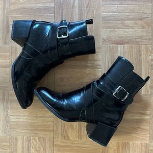 Nasty Gal Leather Buckle Strap Ankle Boots